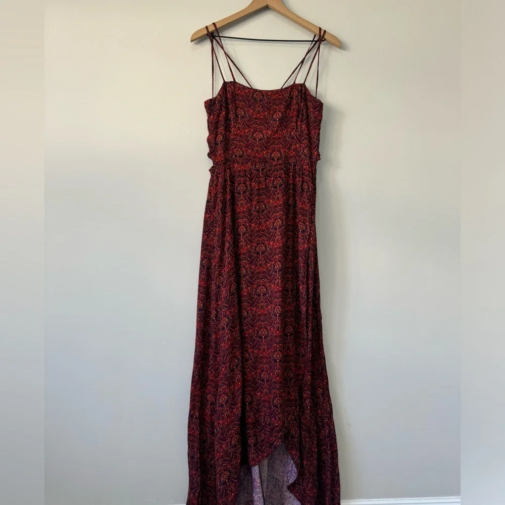 Abercrombie & Fitch boho print side cut outs faux wrap maxi dress medium